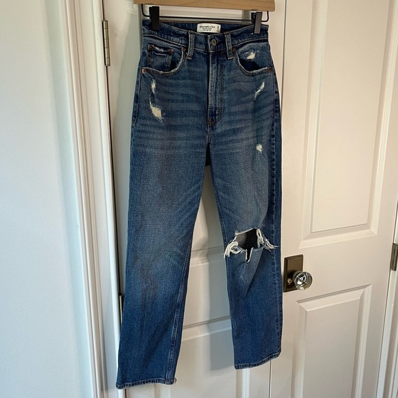 Abercrombie & Fitch Ankle Straight Ultra High Rise Curve Love size 25 0s - Picture 2 of 14